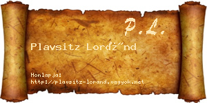 Plavsitz Loránd névjegykártya